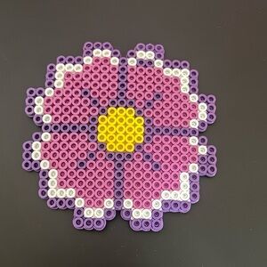 Perler bead flower magnet